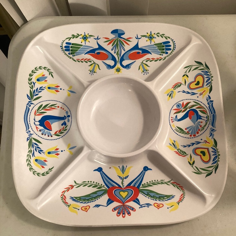 Waverly Products large divided ornamental decorative melamine appetizer platter
